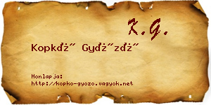 Kopkó Győző névjegykártya